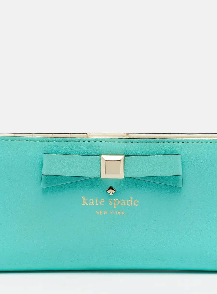 Kate Spade Holly Street Lacey Light Green Leather Flap Wallet