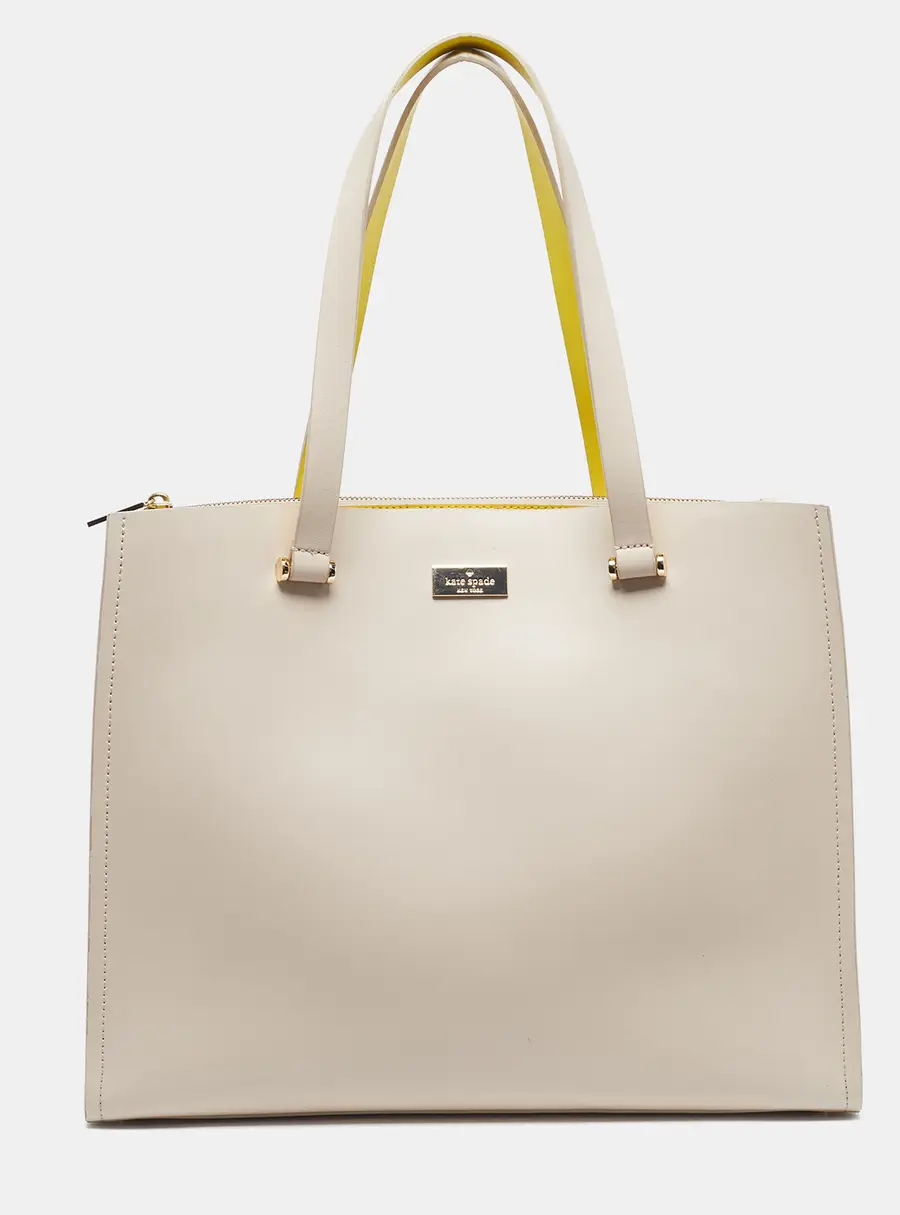 Kate Spade Arbour Hill Kyra Light Beige/Yellow Leather Tote