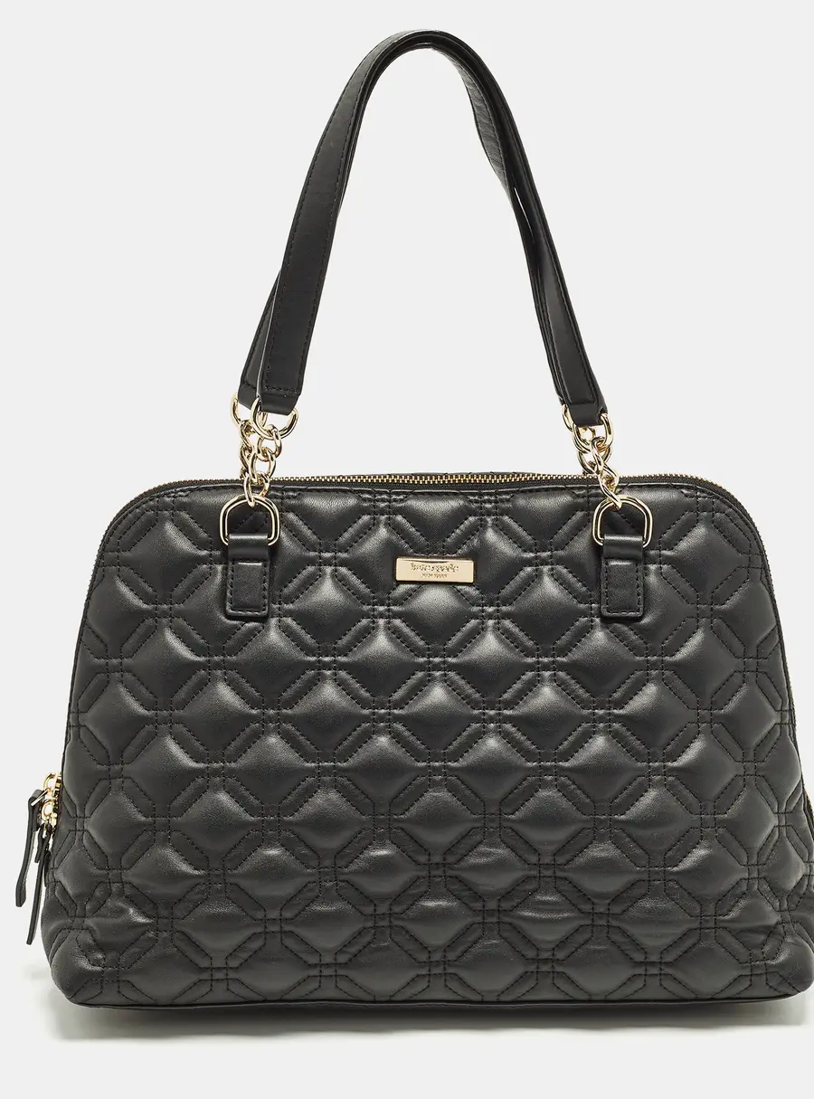 Kate Spade Astor Court Rachelle Black Quilted Leather Satchel