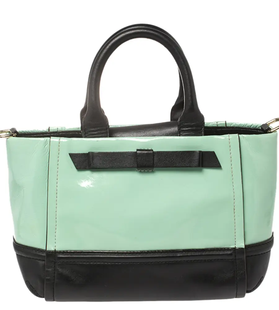 Kate Spade Mint Green/Black Patent and Leather Chelsea Park Gigi Tote