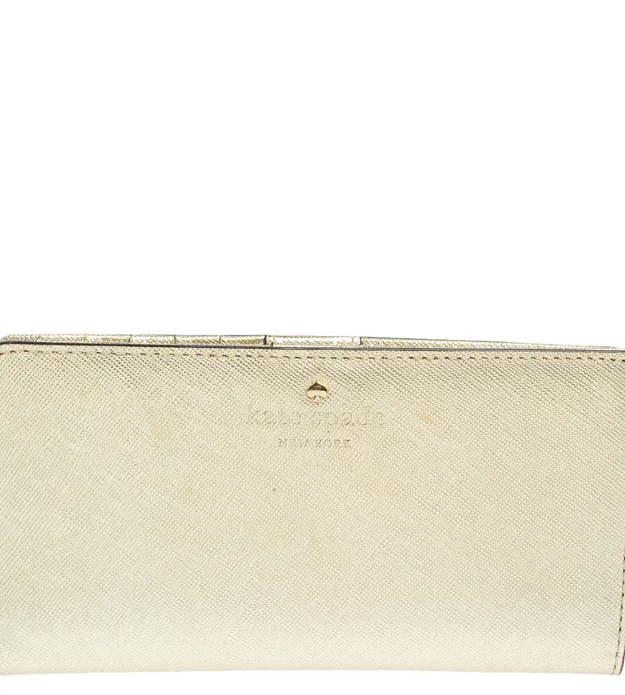Kate Spade Metallic Gold Leather Long Flap Wallet