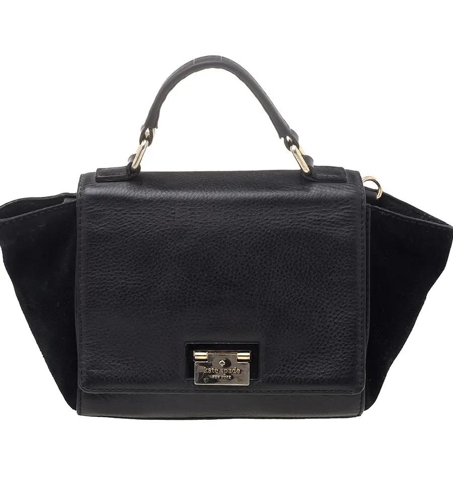 Kate Spade Black Leather And Suede Magnolia Park Top Handle Bag