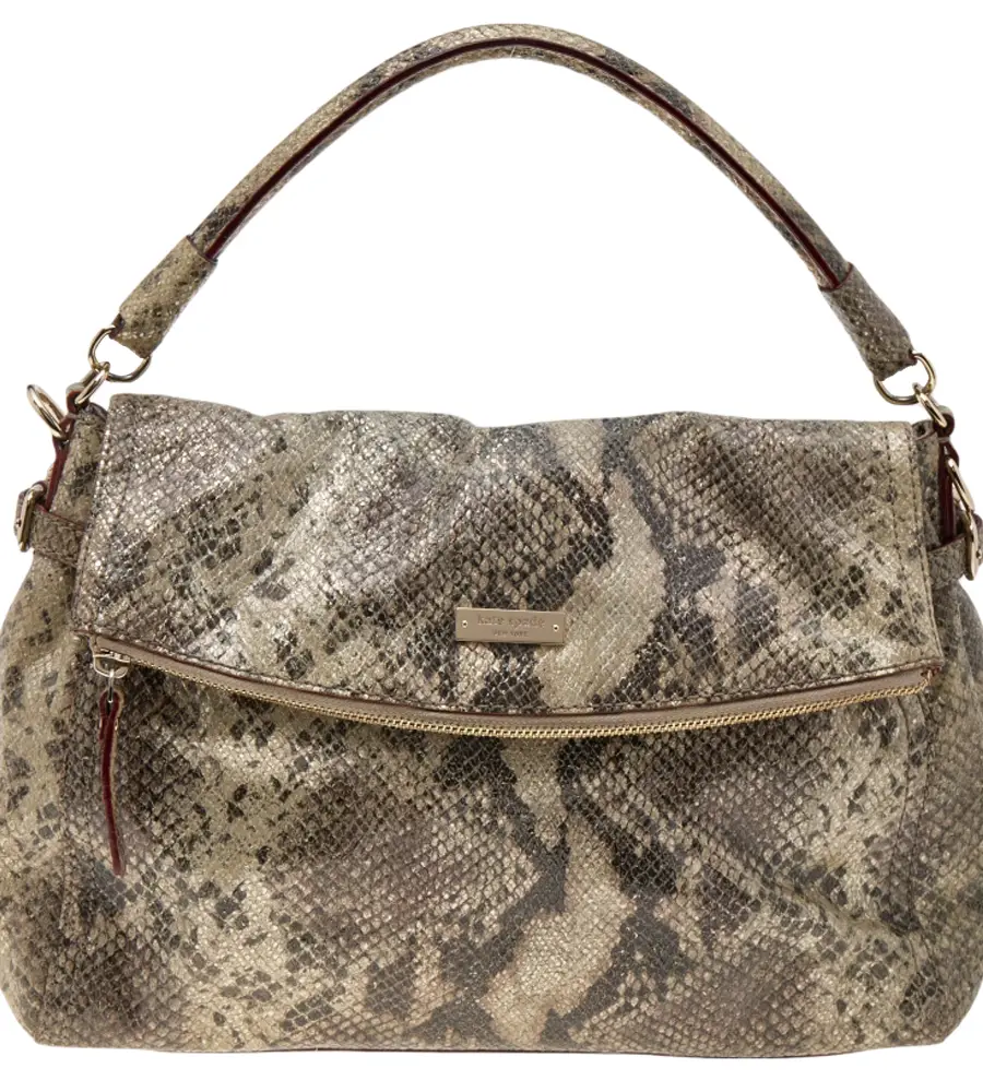 Kate Spade Metallic Two Tone Python Embossed Leather Top Handle Bag
