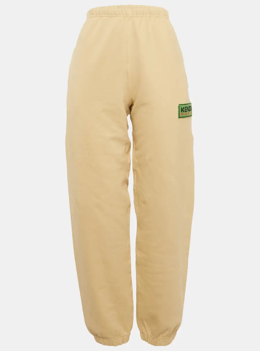 Kenzo Beige Cotton Knit Applique Detail Classic Jogger Pants S
