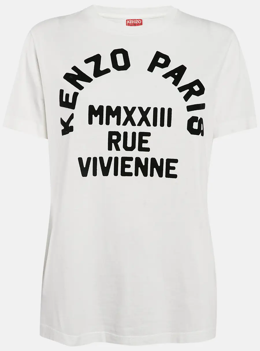 Kenzo White Logo Flock Print Cotton T-Shirt S