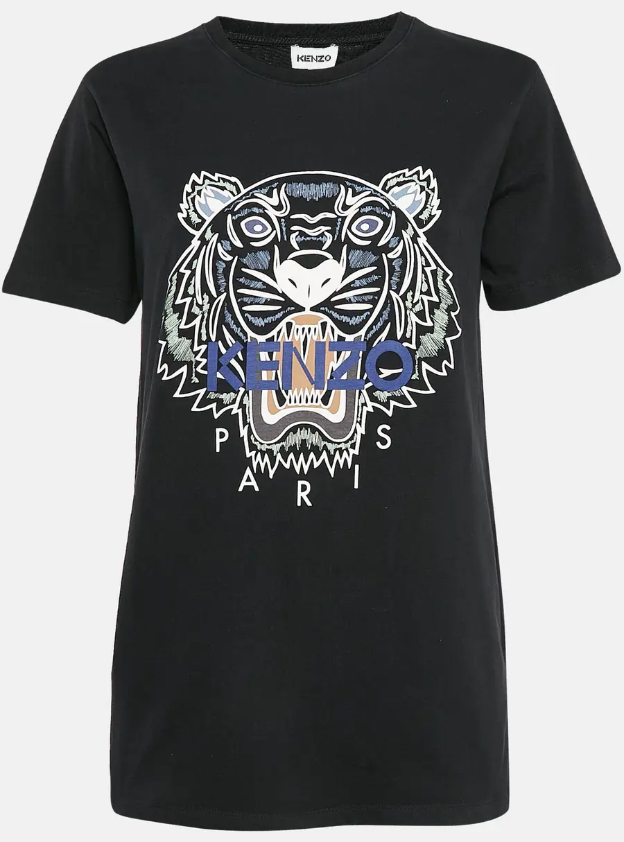Kenzo Black Tiger Print Jersey Crew Neck T-Shirt M