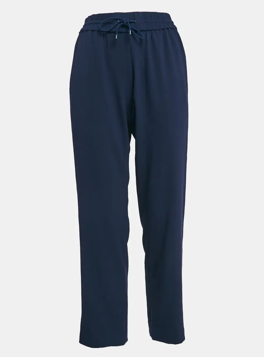 Kenzo Navy Blue Side Stripe Crepe Straight Leg Track Pants S