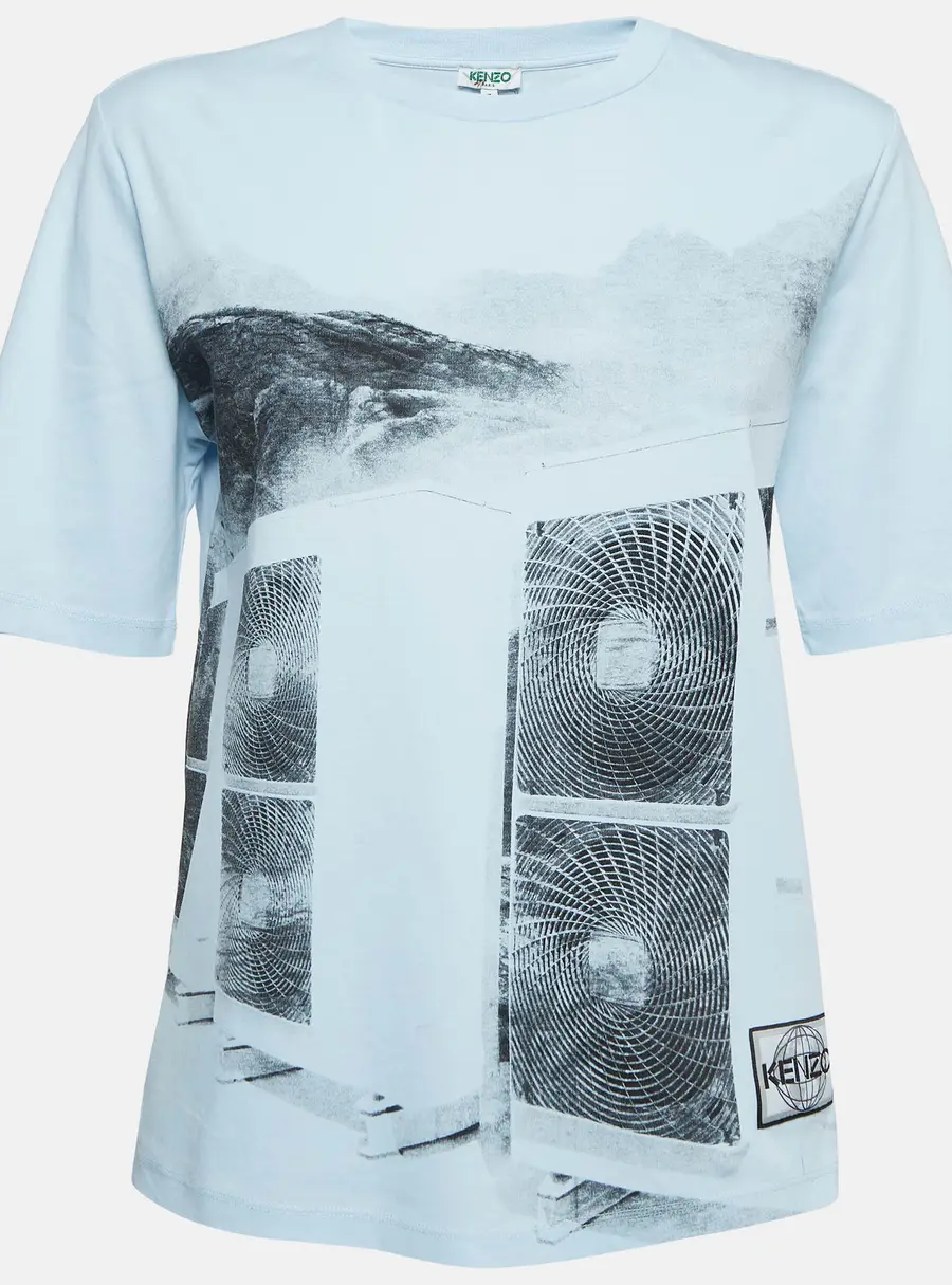 Kenzo Blue Printed Cotton Knit Tshirt S