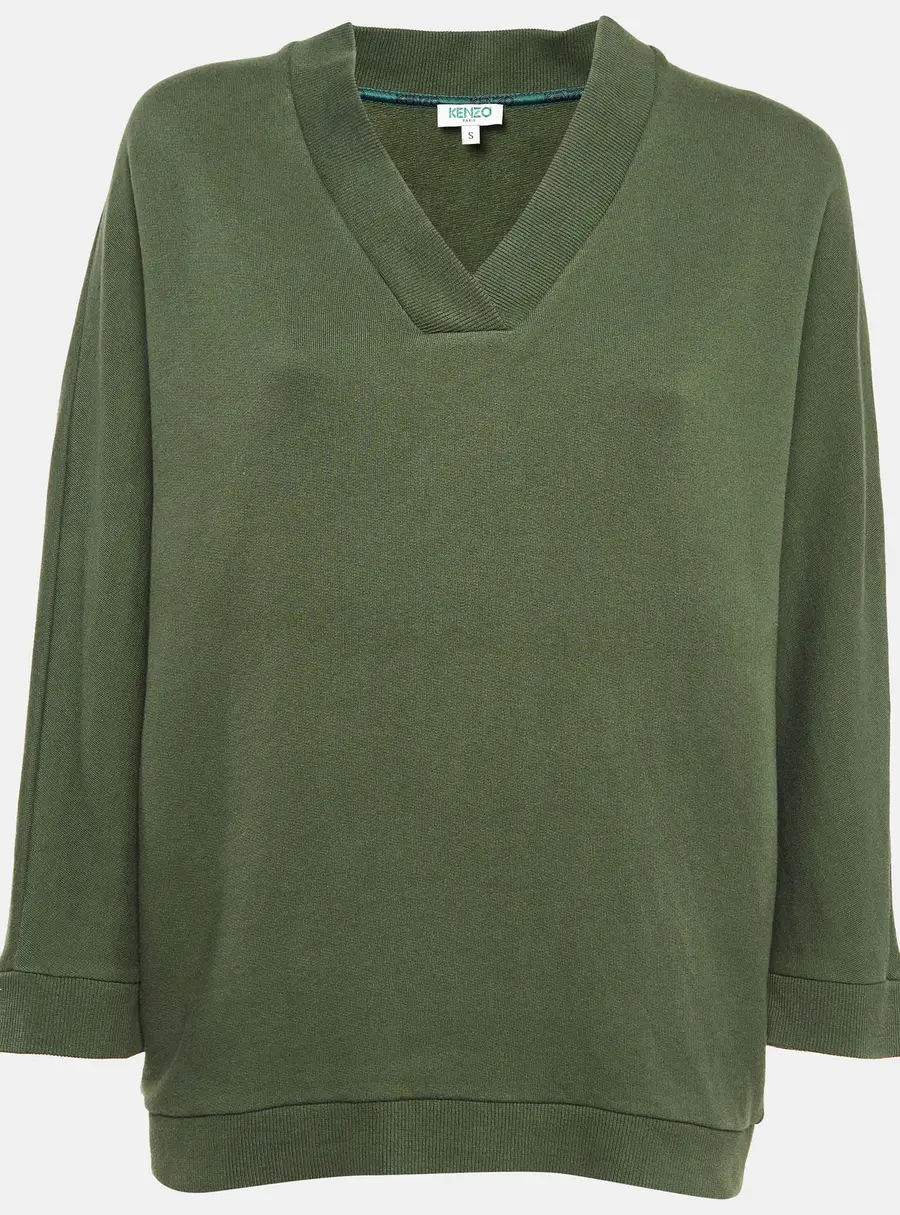 Kenzo Green Cotton Knit Printed Sweatshirt S