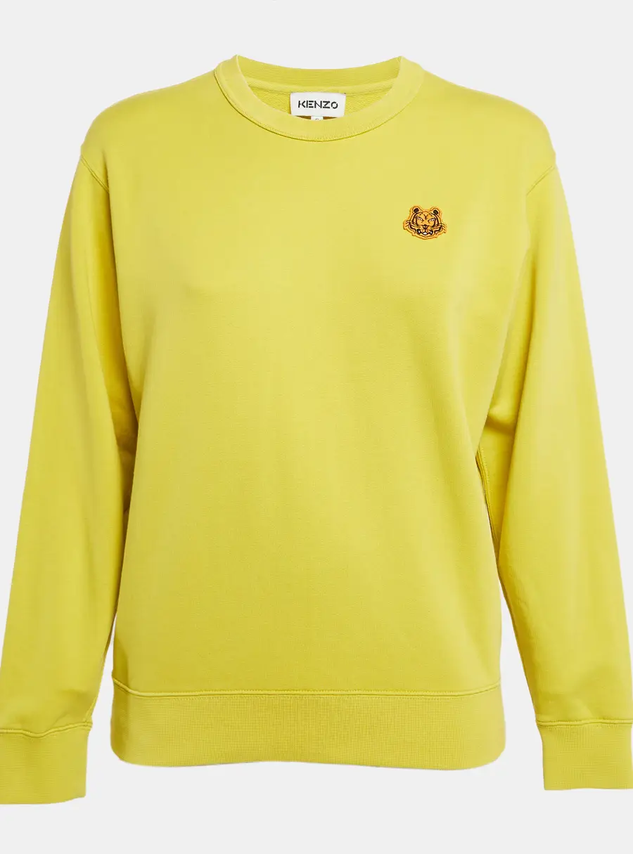 Kenzo Yellow Tiger Applique Cotton Knit Sweatshirt S