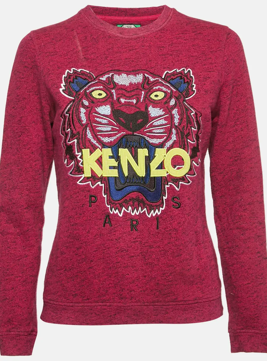 Kenzo Pink Tiger Embroidered Cotton Long Sleeve Sweatshirt S