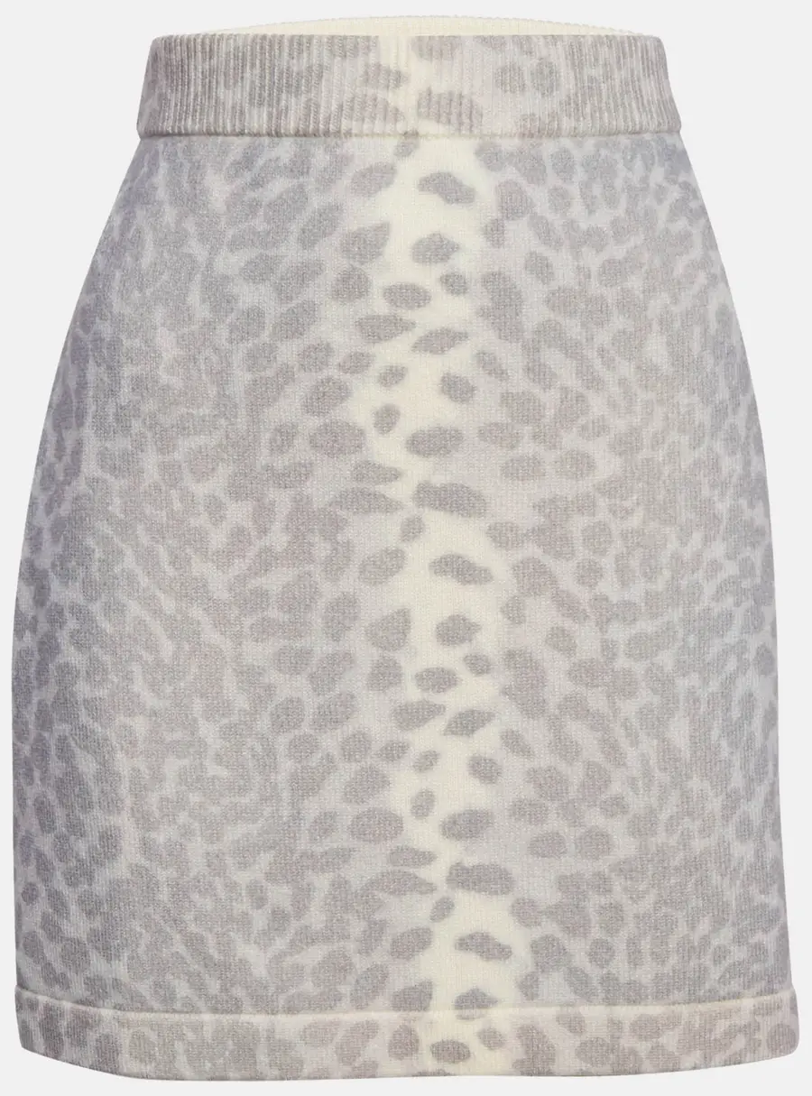 Kenzo Grey Leopard Print Wool Mini Skirt M