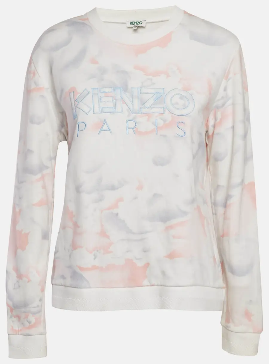 Kenzo Pink Printed Cotton Knit Crew Neck Sweatshirt S