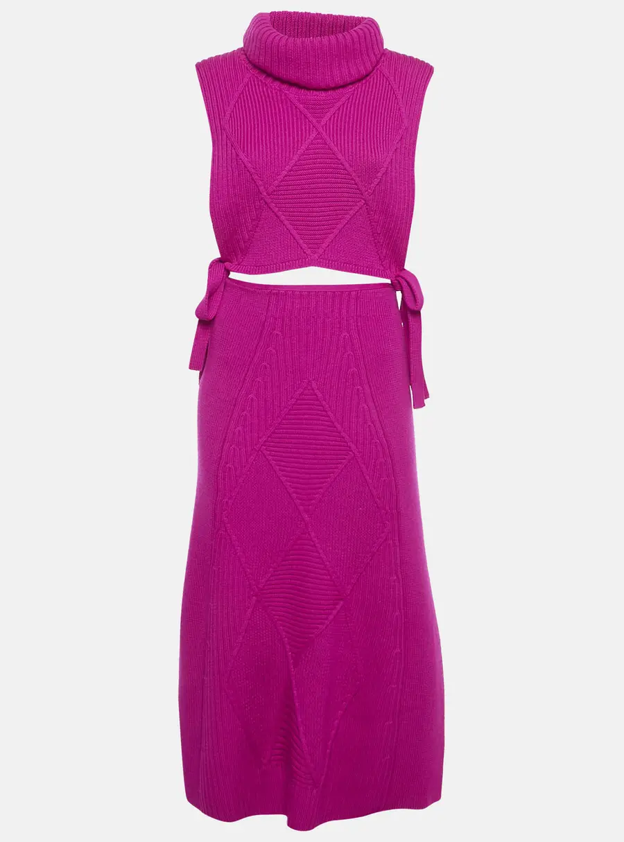 Kenzo Purple Cable Knit Turtle Neck Top & Maxi Skirt M