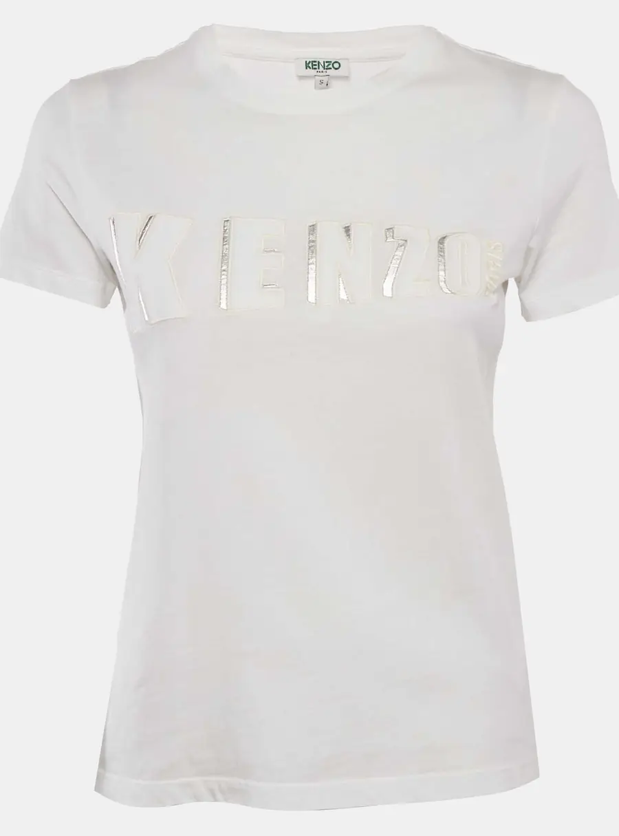 Kenzo White Embossed Logo Cotton Crewneck T-Shirt S