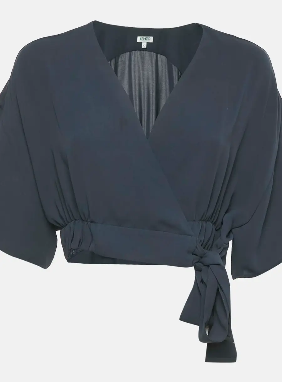 Kenzo Blue Chiffon Crop Top L