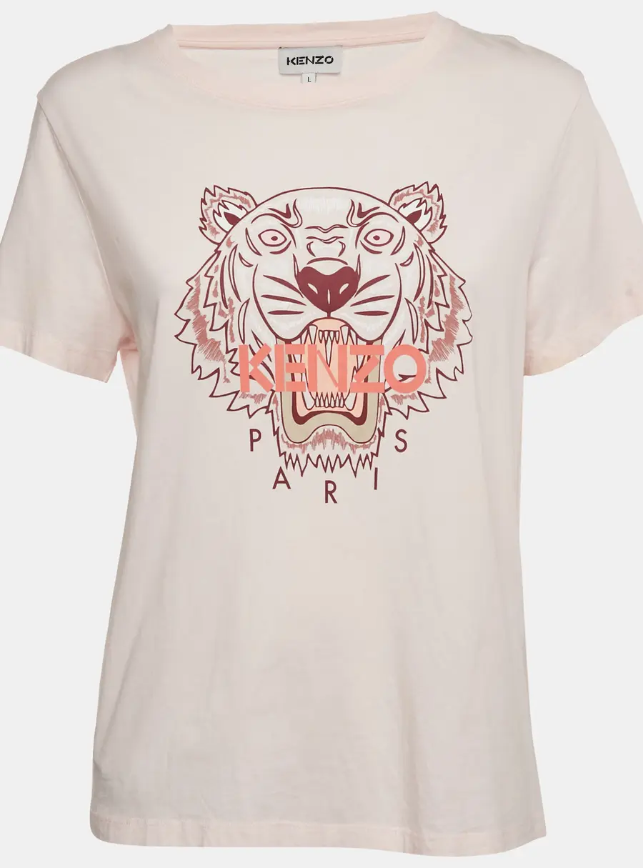 Kenzo Pink Tiger Print Jersey Crewneck T-Shirt L