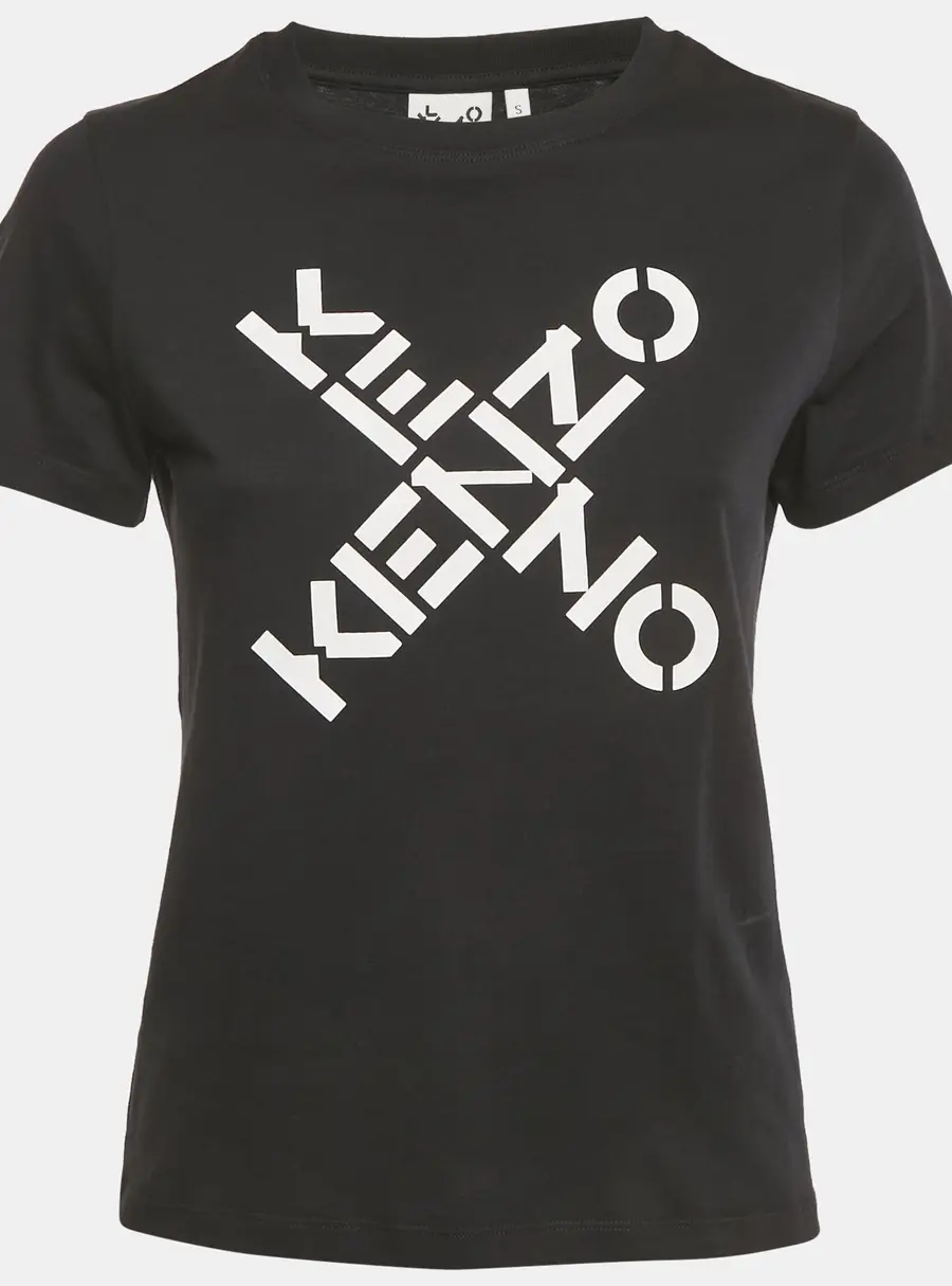 Kenzo Black Logo Print Jersey Crewneck T-Shirt S