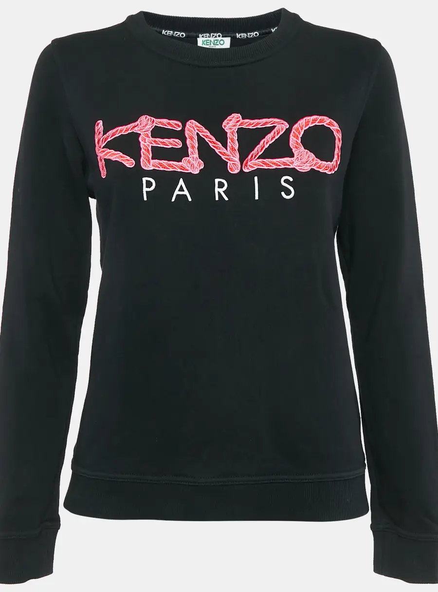 Kenzo Black Logo Bondage Fuxia Writing Cotton Sweatshirt M