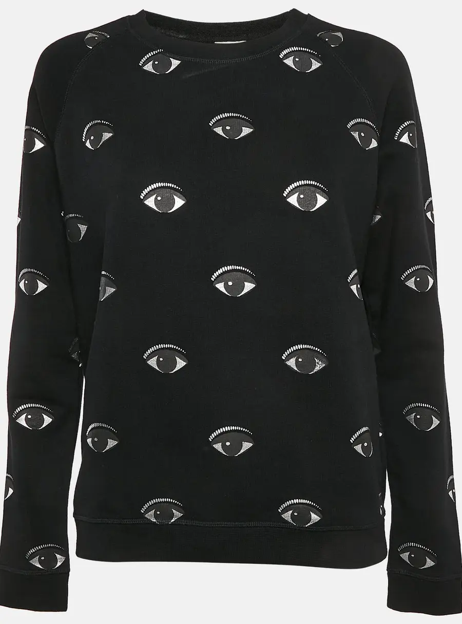 Kenzo Black Eye Logo Printed Cotton Knit Sweatshirt S