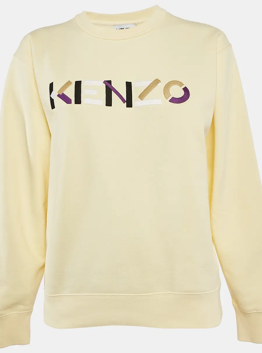 Kenzo Yellow Logo Embroidery Cotton Crewneck Sweatshirt M