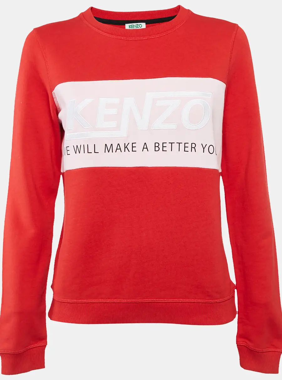 Kenzo Red Logo Embroidery Crewneck Sweatshirt S