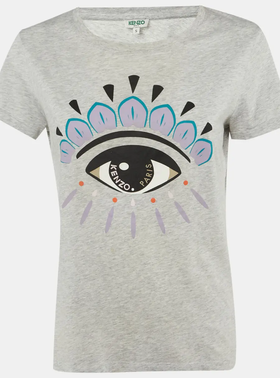 Kenzo Grey Eye Print Cotton T-Shirt S