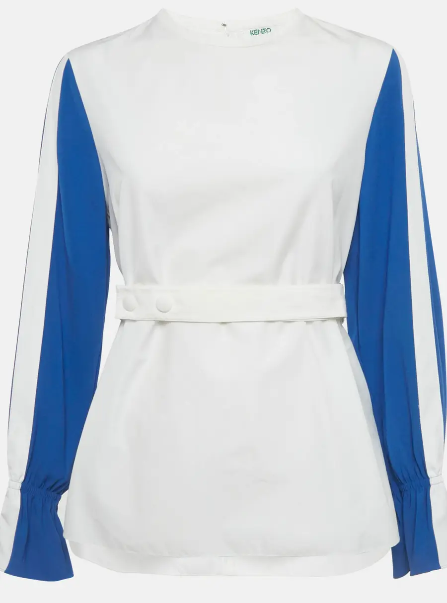 Kenzo White/Blue Cotton Shift Dress M