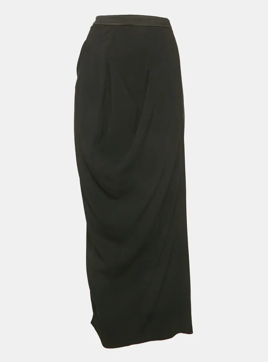 Kenzo Black Crepe Midi Skirt L