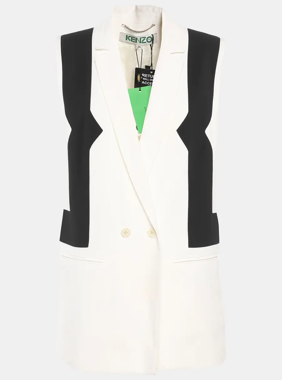 Kenzo Cream/Black Viscose Vest S