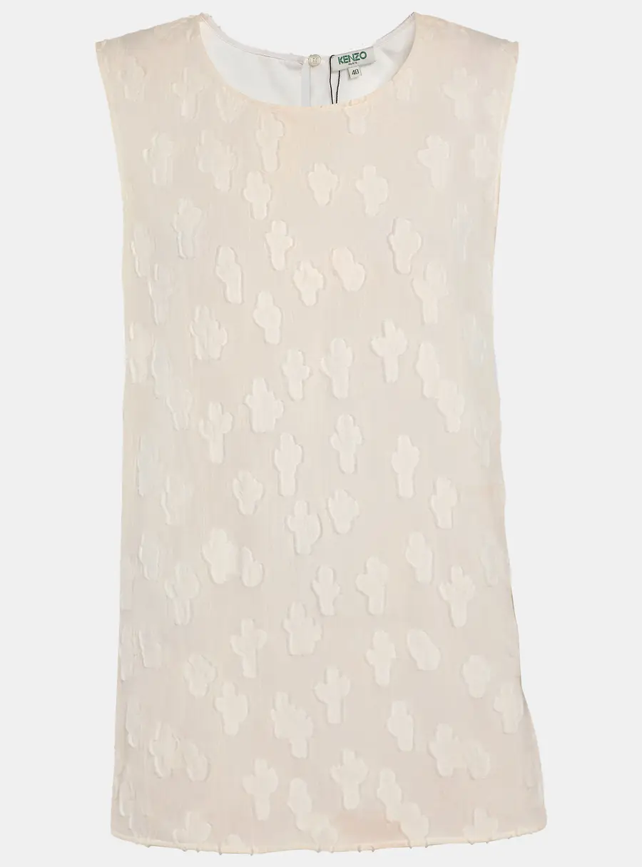 Kenzo Cream Brocade Fabric Sleeveless Top M