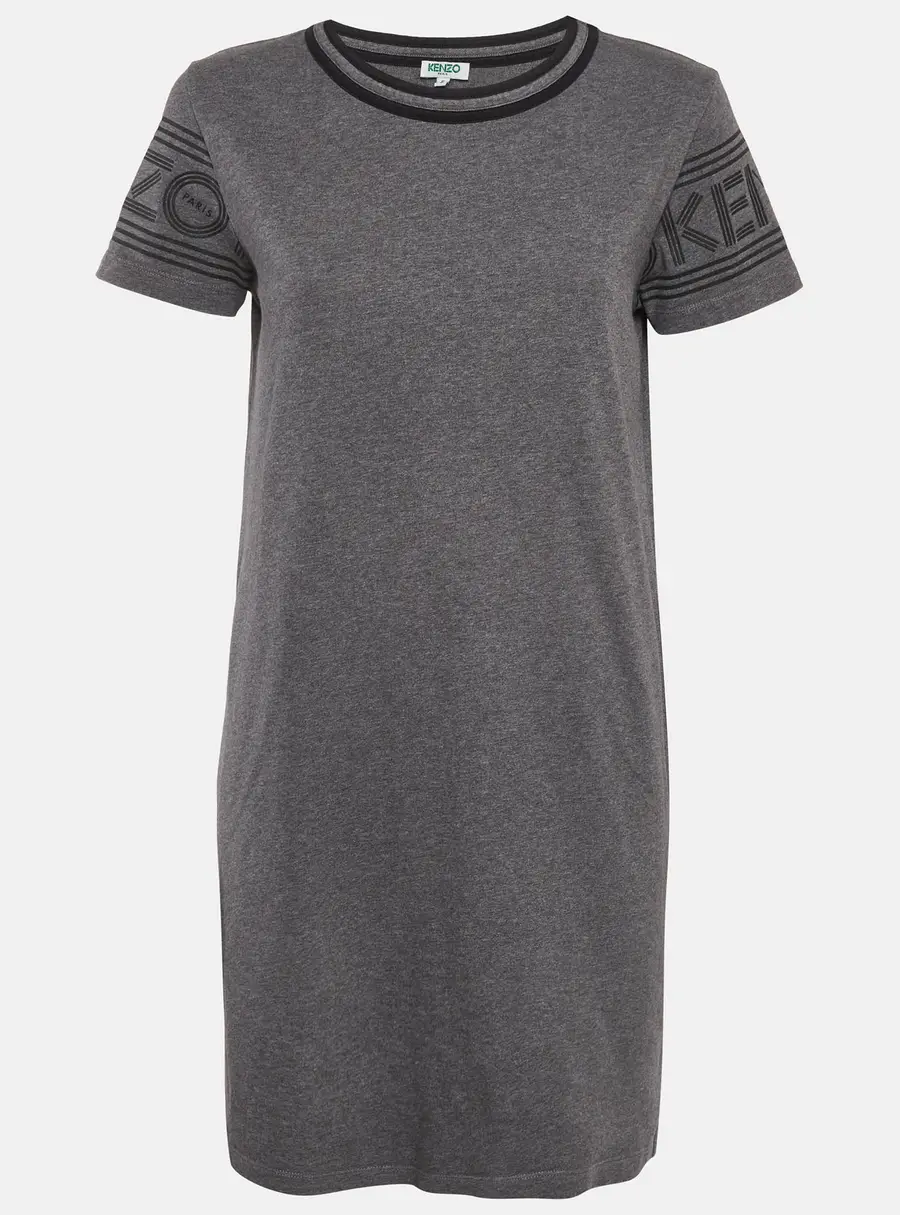 Kenzo Grey Logo Print Jersey T-Shirt Dress S