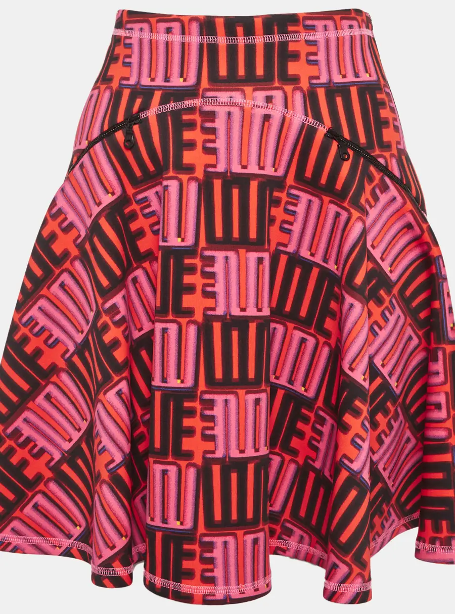 Kenzo Multicolour Love Print Flared Mini Skirt S