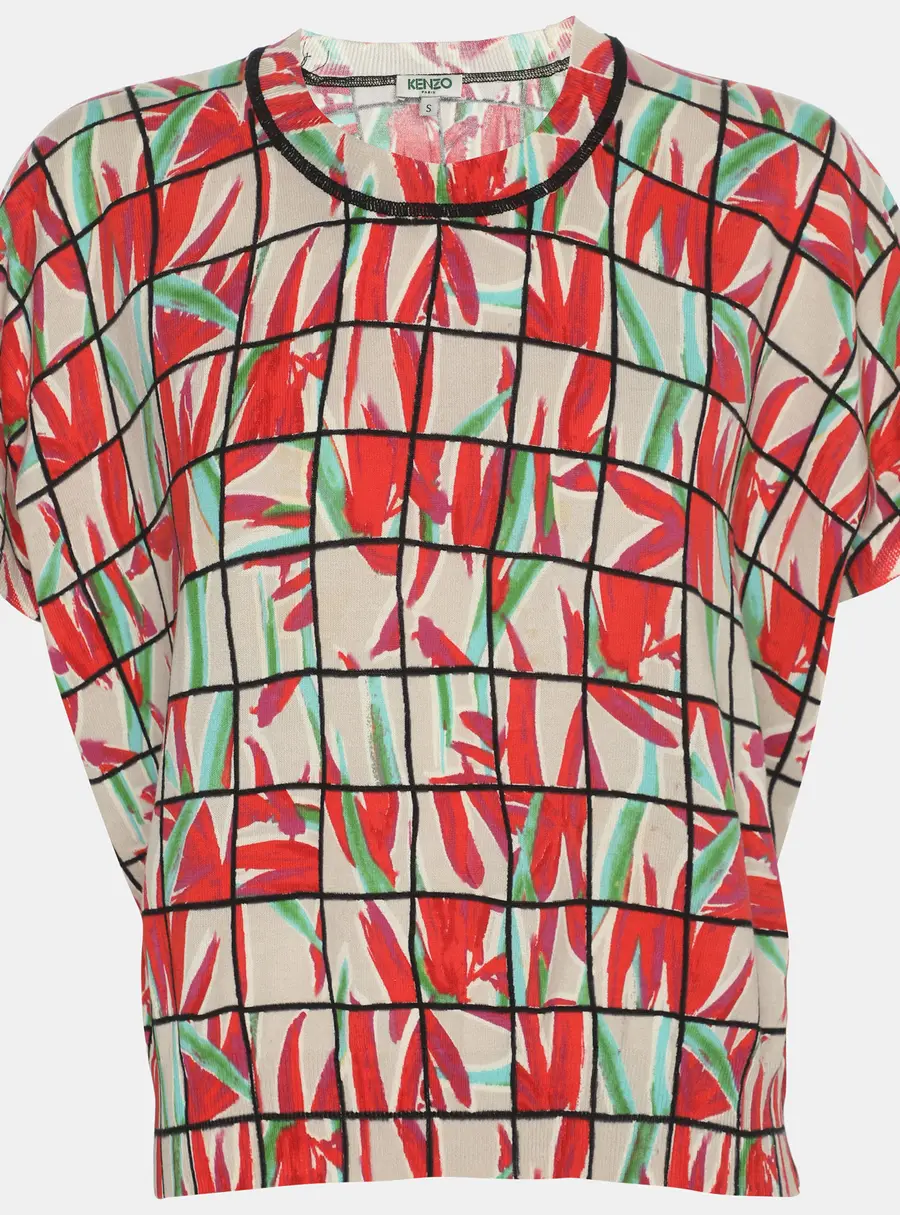 Kenzo Multicolor Printed Jersey Top S