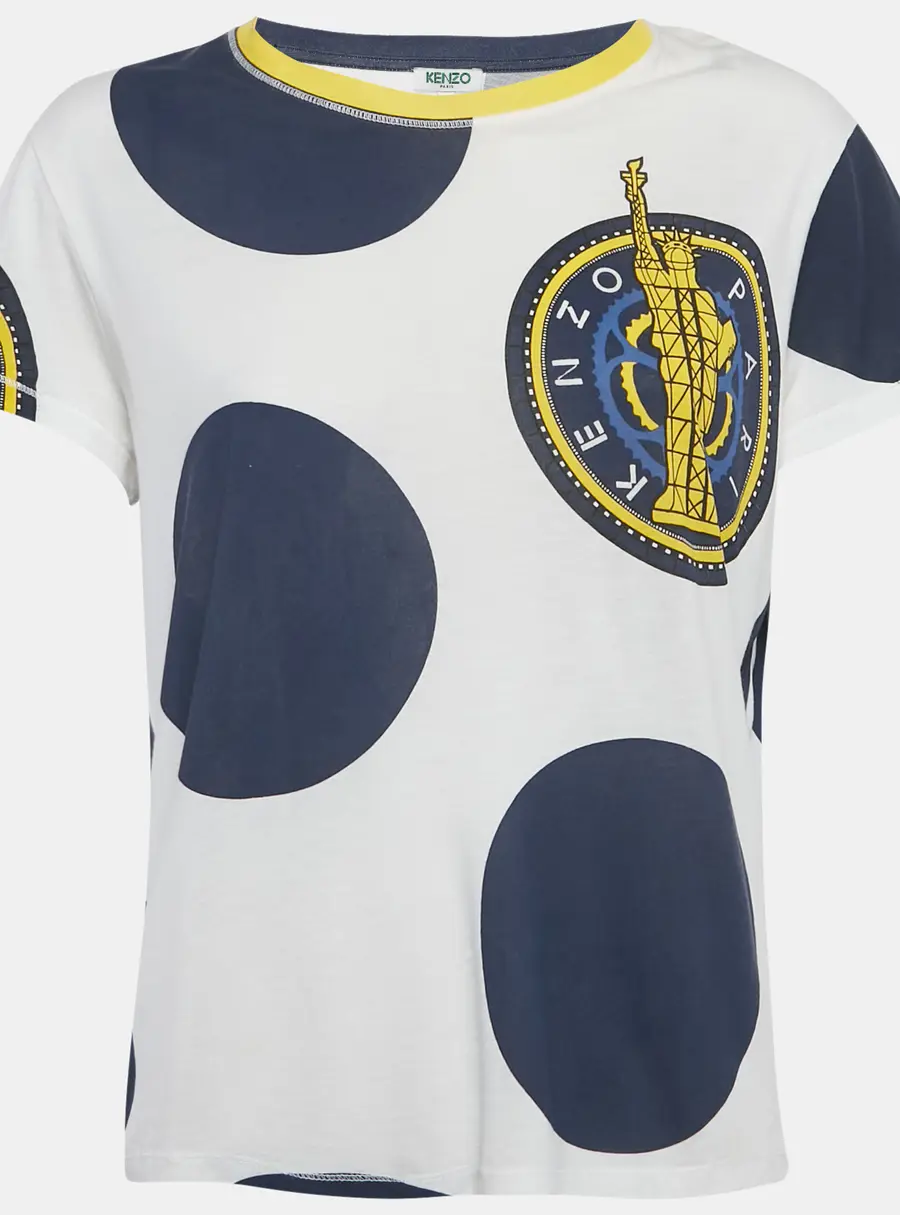 Kenzo White Printed Cotton Blend T-Shirt M
