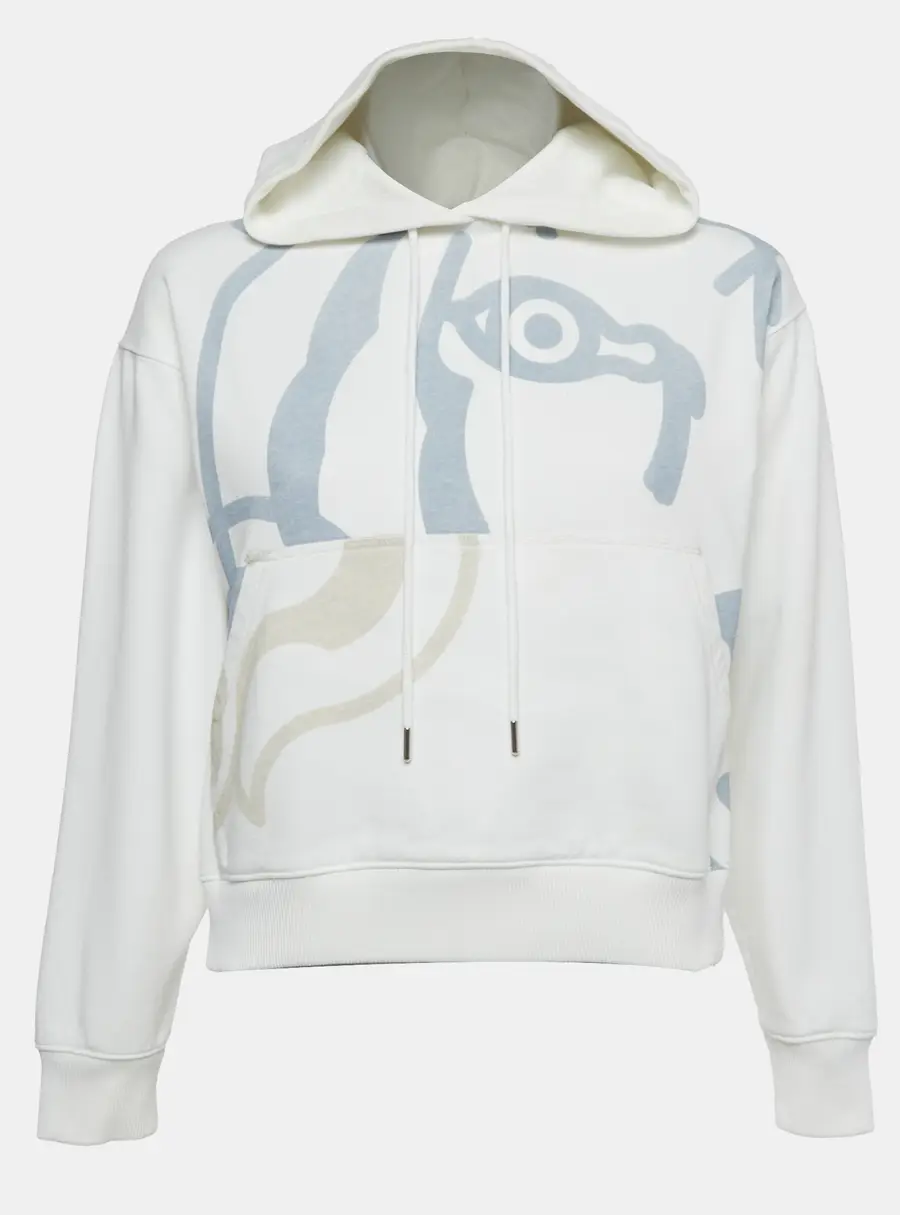 KENZO White Tiger Print Cotton Hooded Sweatshirt S