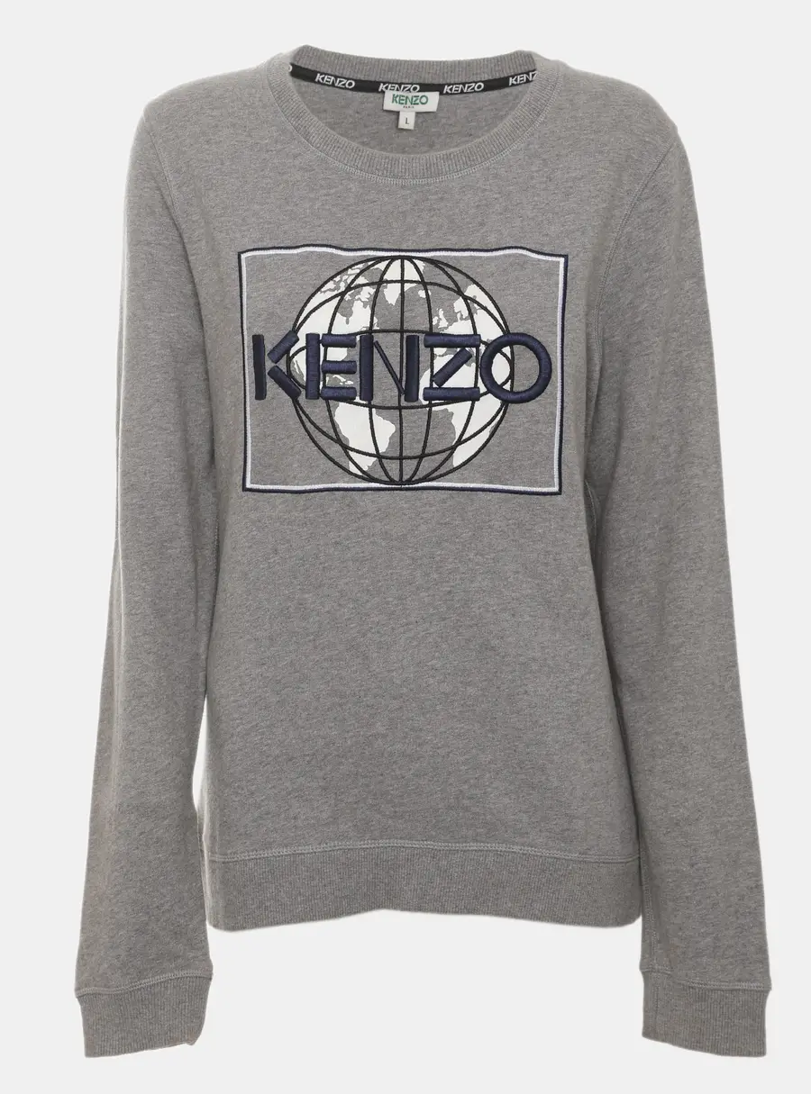 Kenzo Grey Jersey World Peace World Sweater L