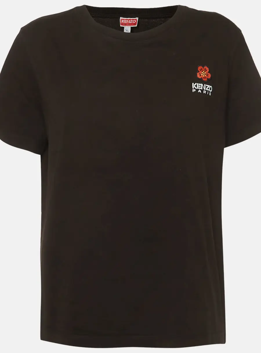 Kenzo Black Boke Flower Logo Embroidered Jersey T-Shirt XL