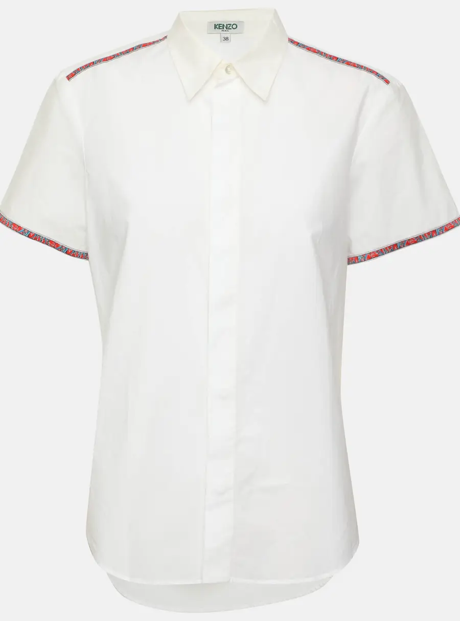 Kenzo White Poplin Short Sleeve Shirt M