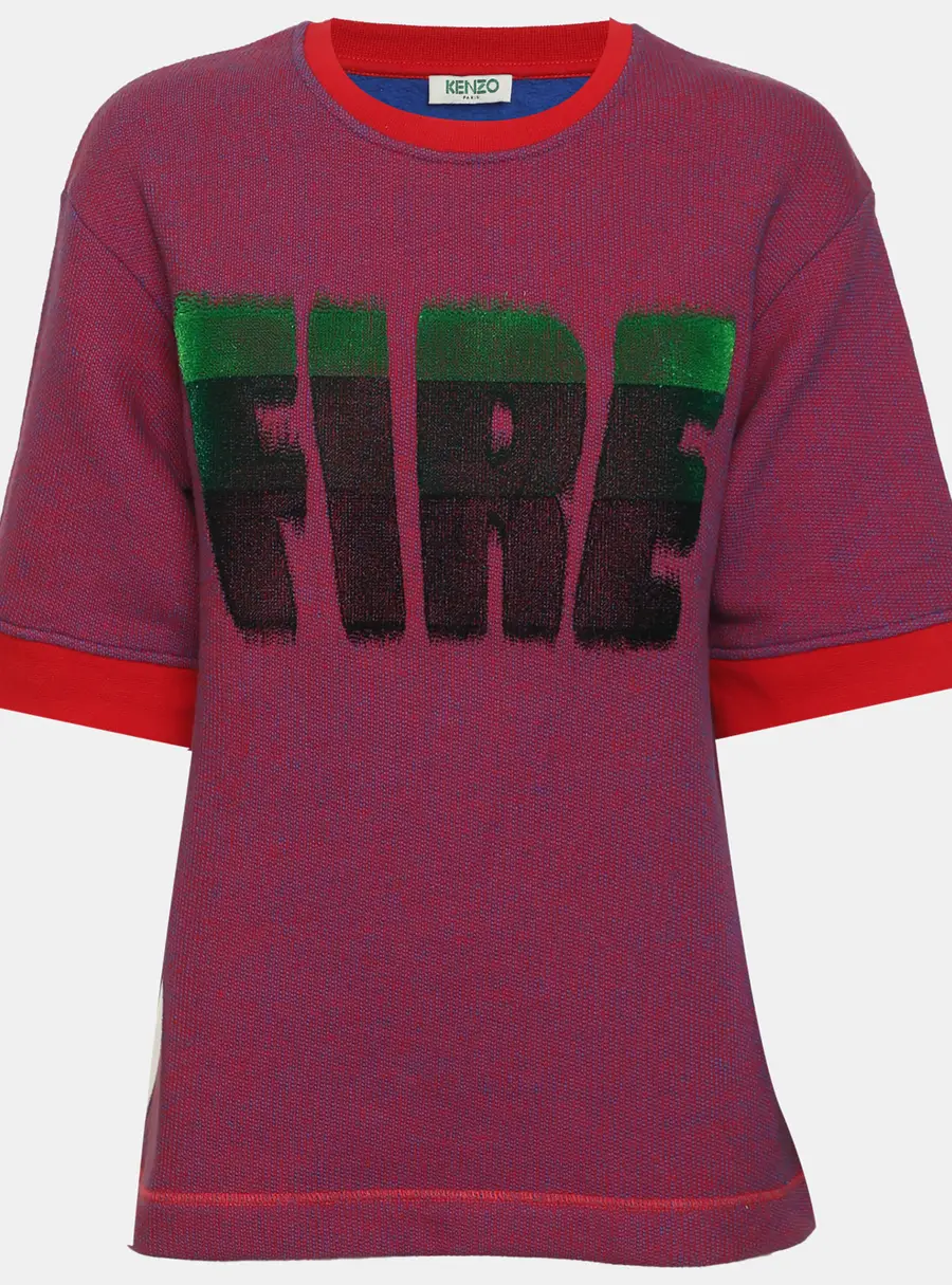 Kenzo Multicolor Fire Print Jersey T-Shirt