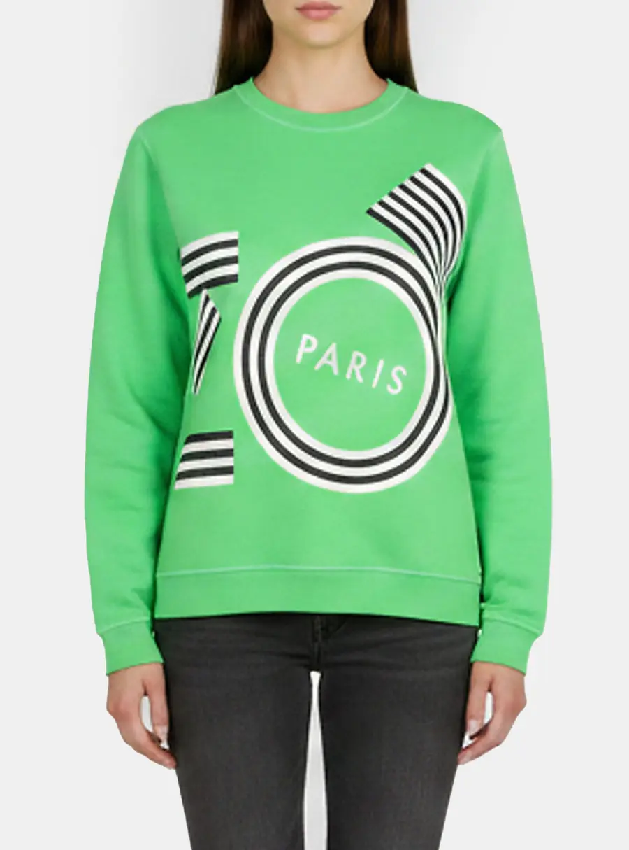 Kenzo Green Logo Print Jersey Sweater XL