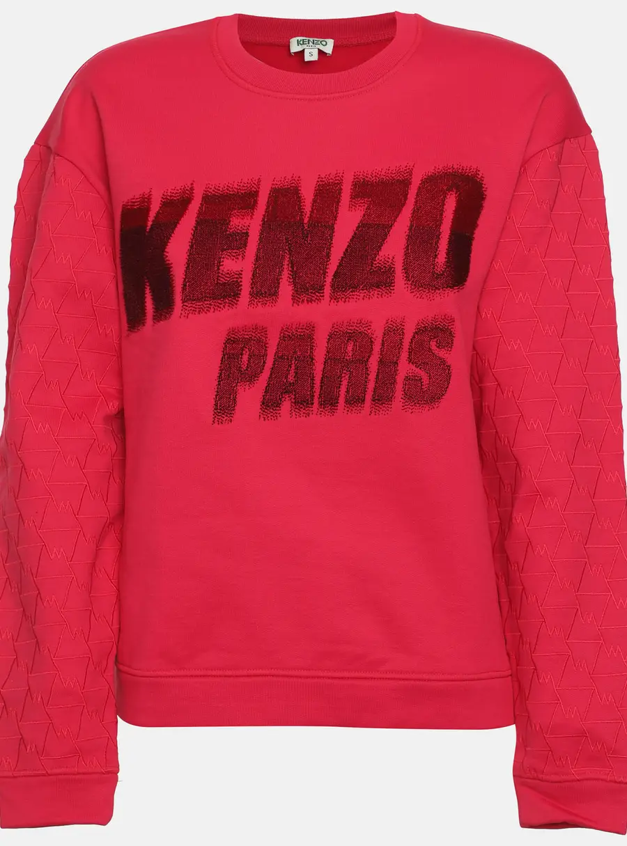 Kenzo Pink Logo Embroidered Jersey Sweater S