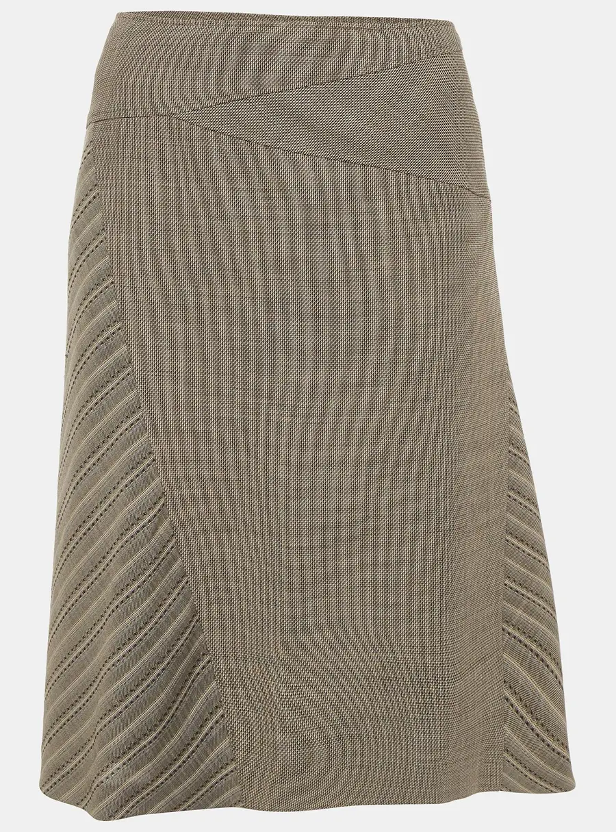 Kenzo Grey Panelled Wool A-Line Knee Length Skirt S