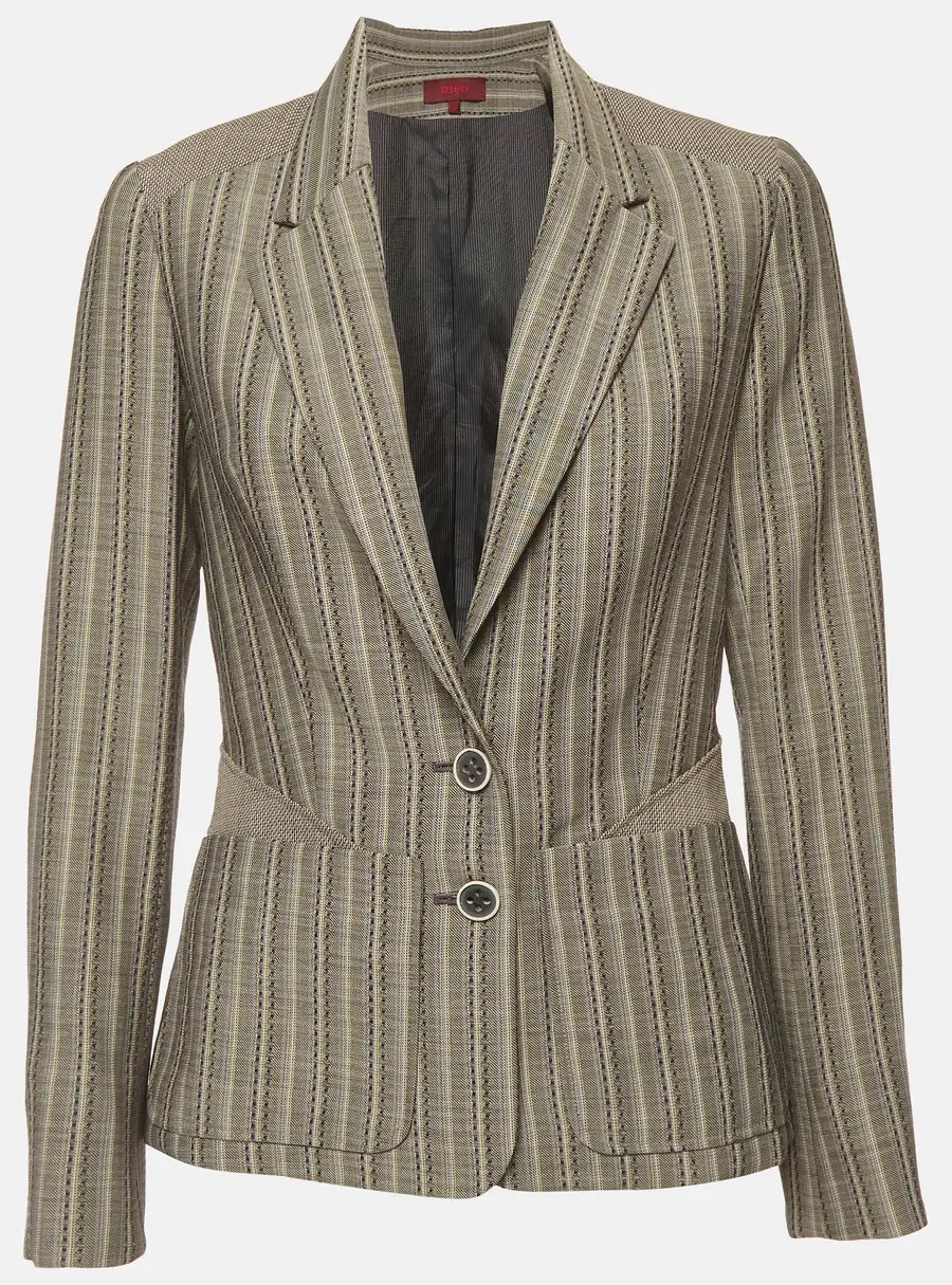 Kenzo Grey Stripe Panelled Wool Single Breasted Blazer M