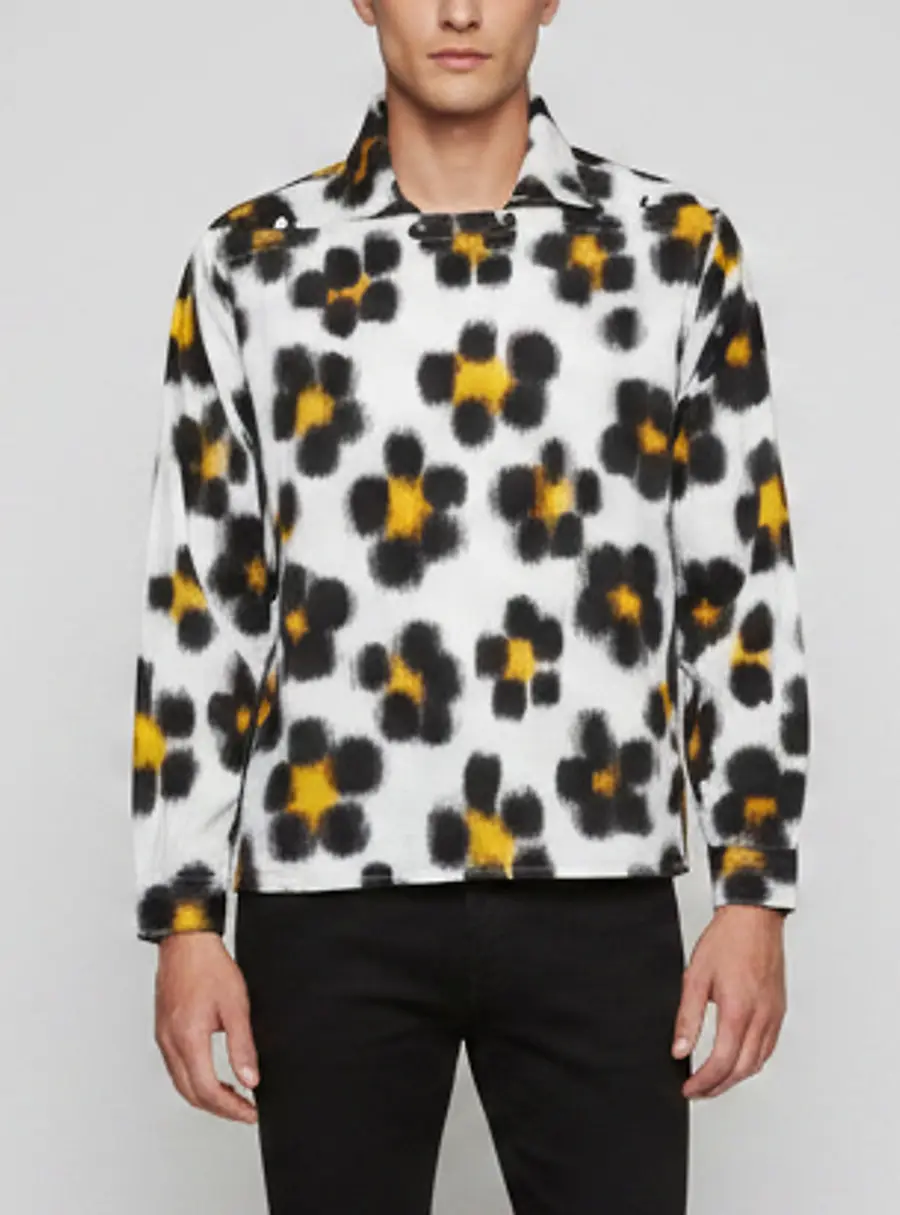 Kenzo White Hana Leopard Print Poplin Long Sleeve Shirt M
