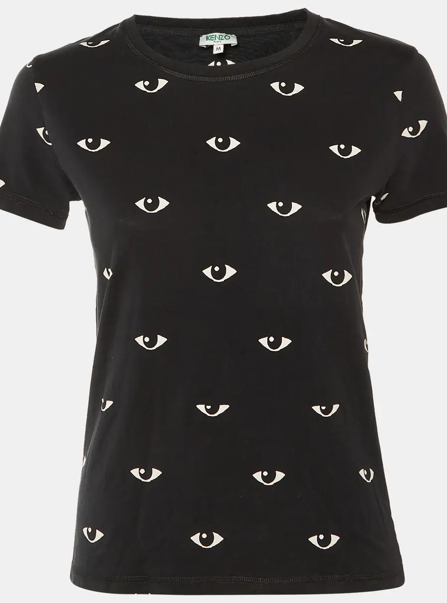 Kenzo Black All Over Eye Print Cotton Slim Fit T-Shirt M