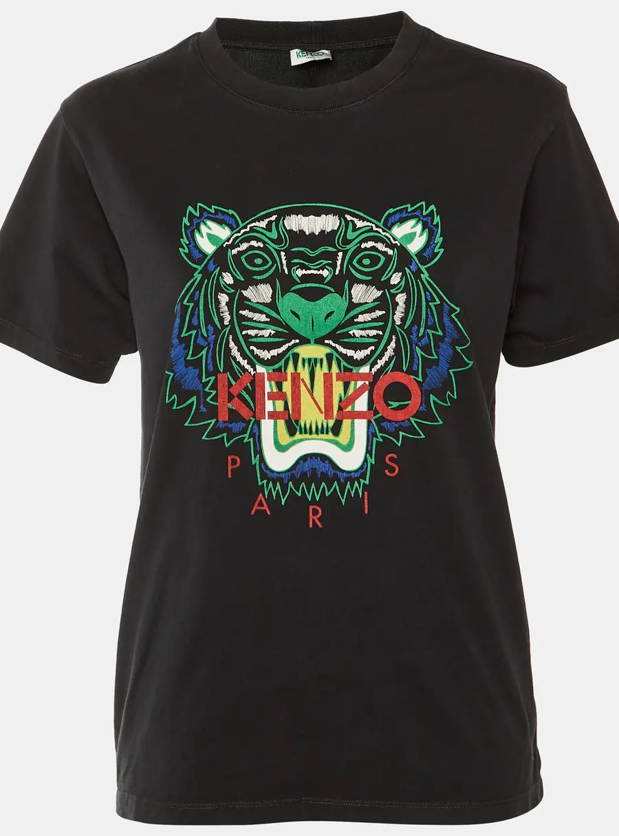 Kenzo Black Tiger Print Cotton Crew Neck T-Shirt M