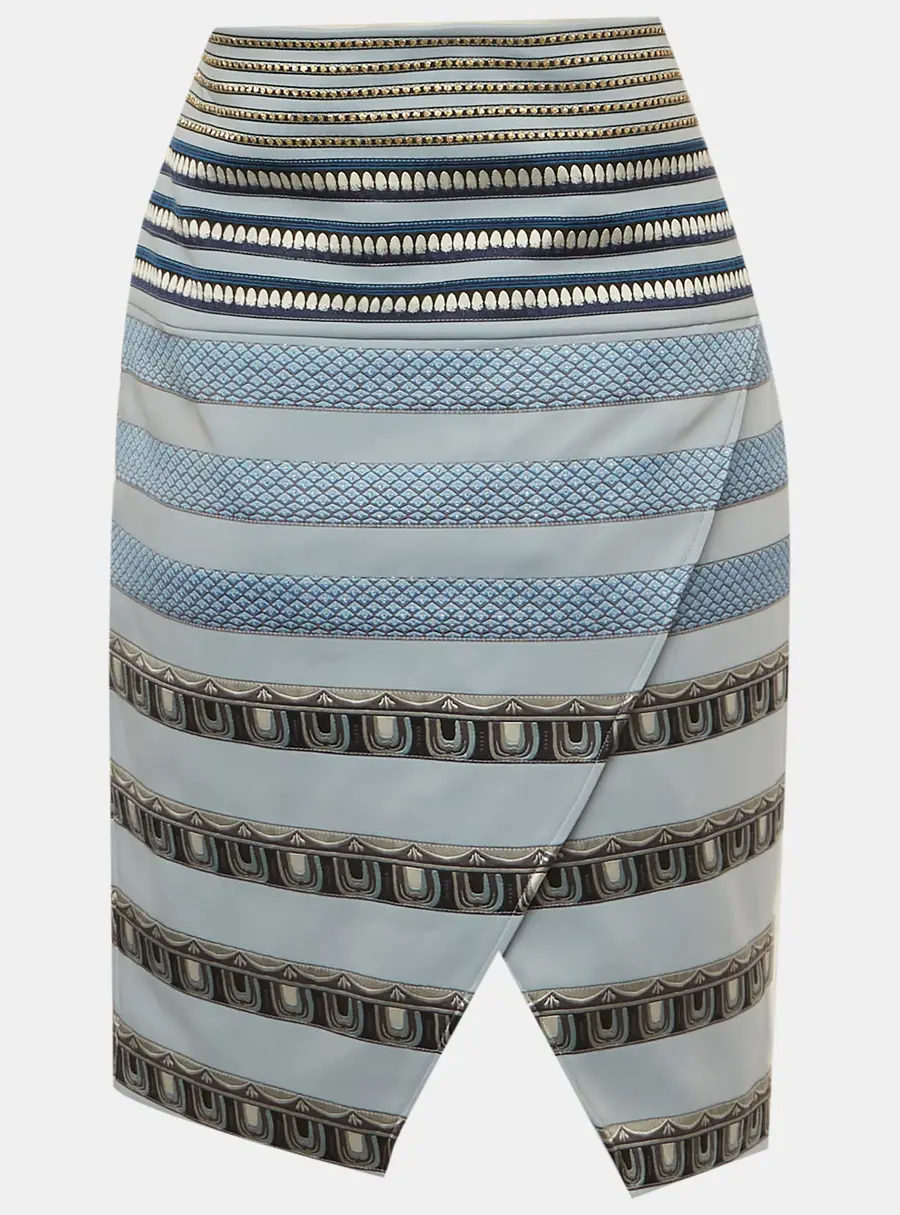 Kenzo Blue Striped Pattern Jersey Asymmetric Mini Skirt M