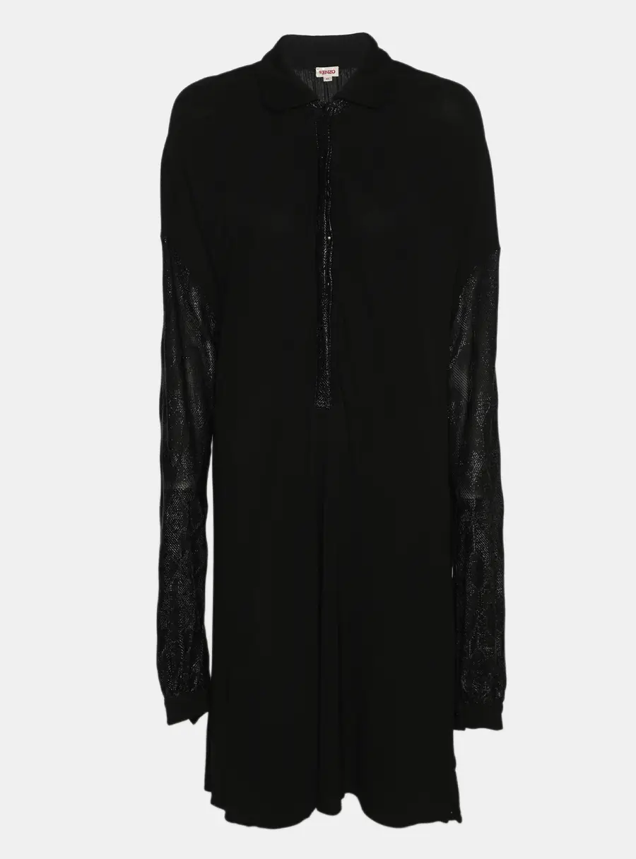 Kenzo Black Shimmer Jersey and Lurex Knit Blouse XL