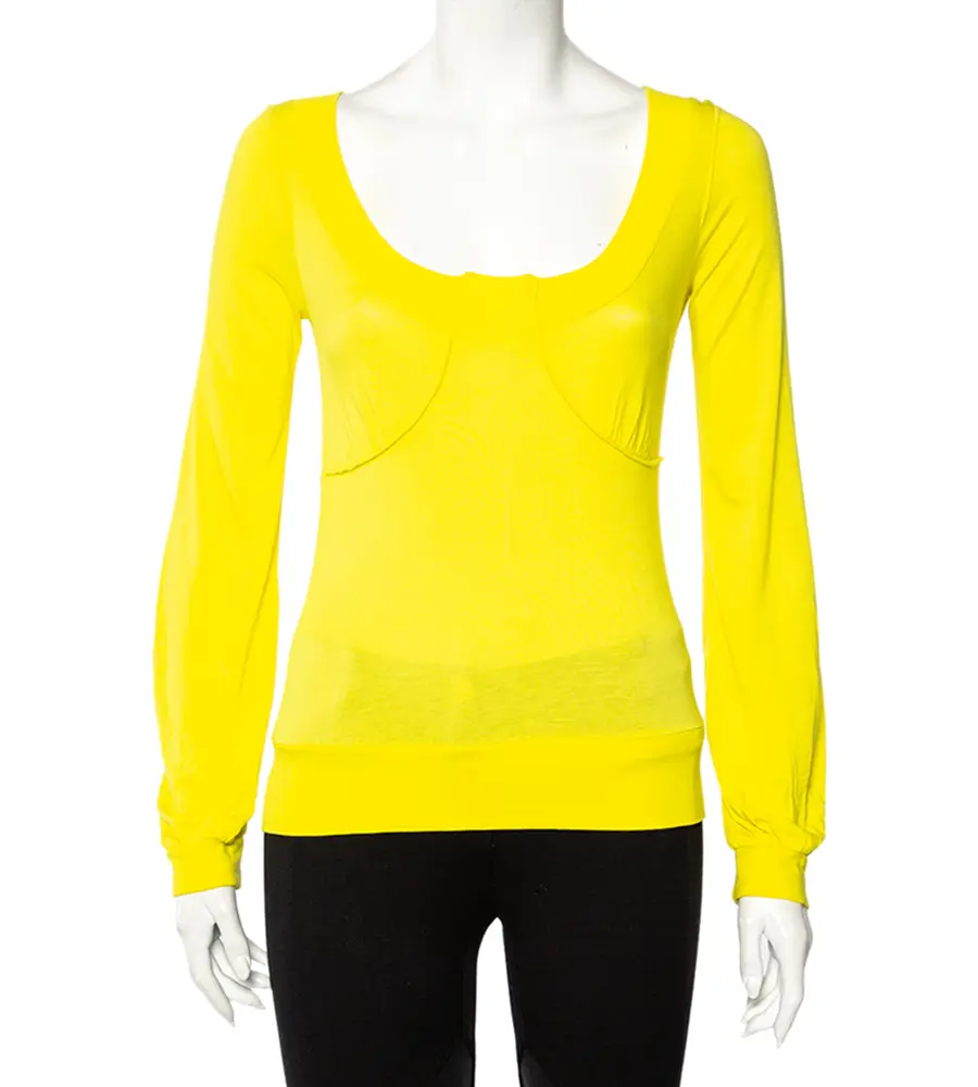 Kenzo Yellow Knit Scoop Neck T-Shirt S